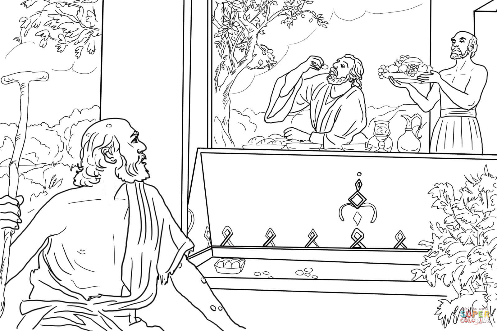 Rich man and lazarus coloring page free printable coloring pages