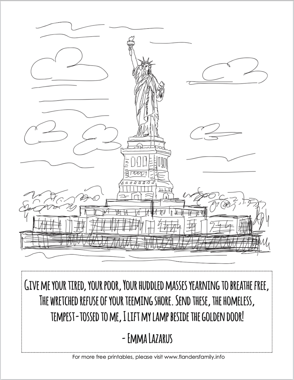 Statue of liberty coloring page