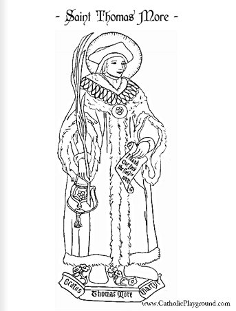 Saint thomas more coloring page june nd â catholic playground