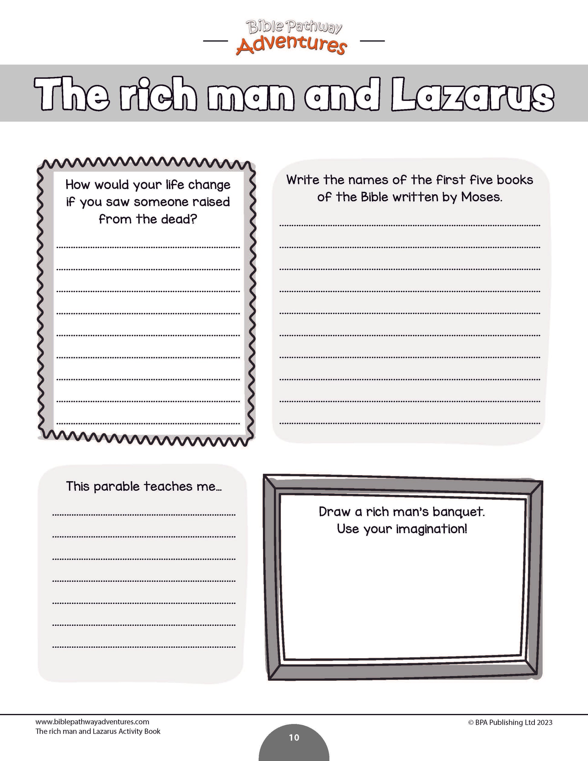 Parable of the rich man and lazarus activity book pdf â bible pathway adventures