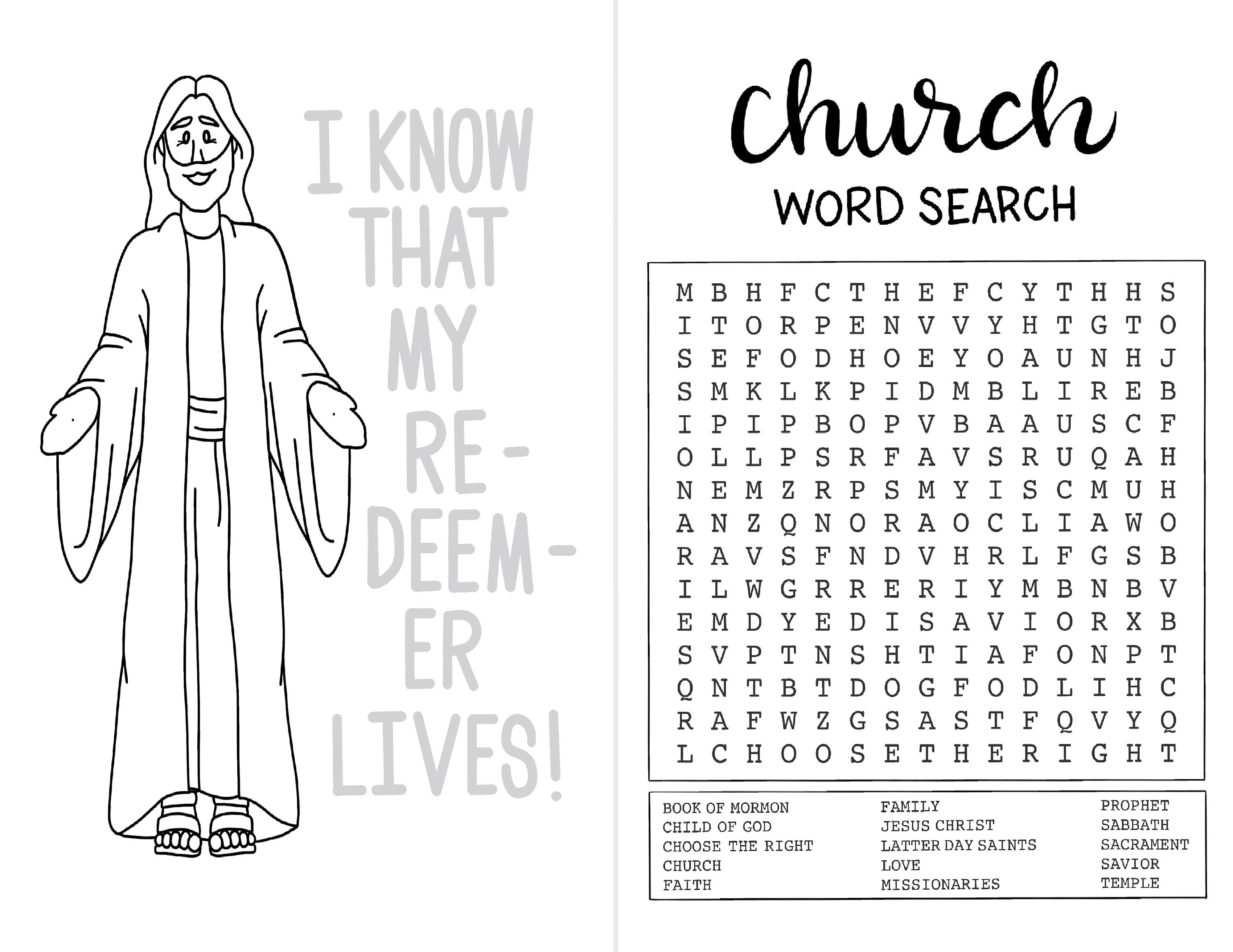 Lds half page activity and coloring book pages of fun