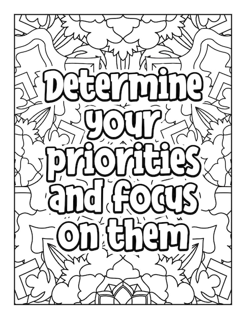 Premium vector motivational quotes coloring page inspirational quotes coloring page coloring page for adults