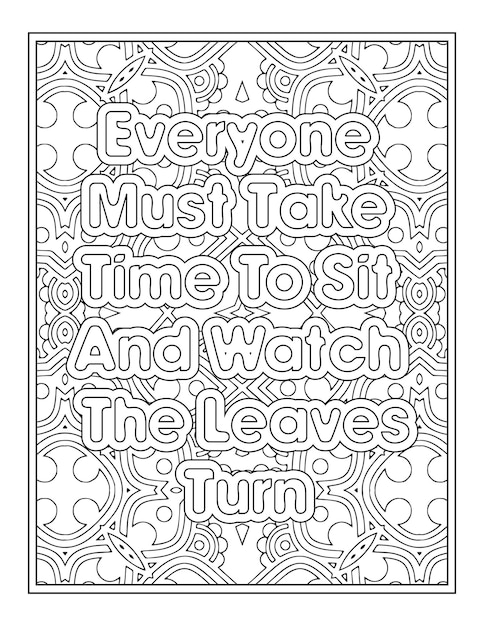 Premium vector fall quotes coloring page for adult coloring book