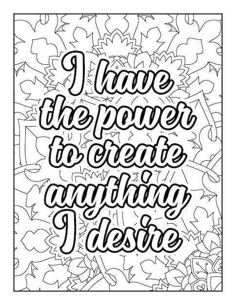 Premium vector motivational quotes coloring page inspirational quotes coloring page coloring page for adults
