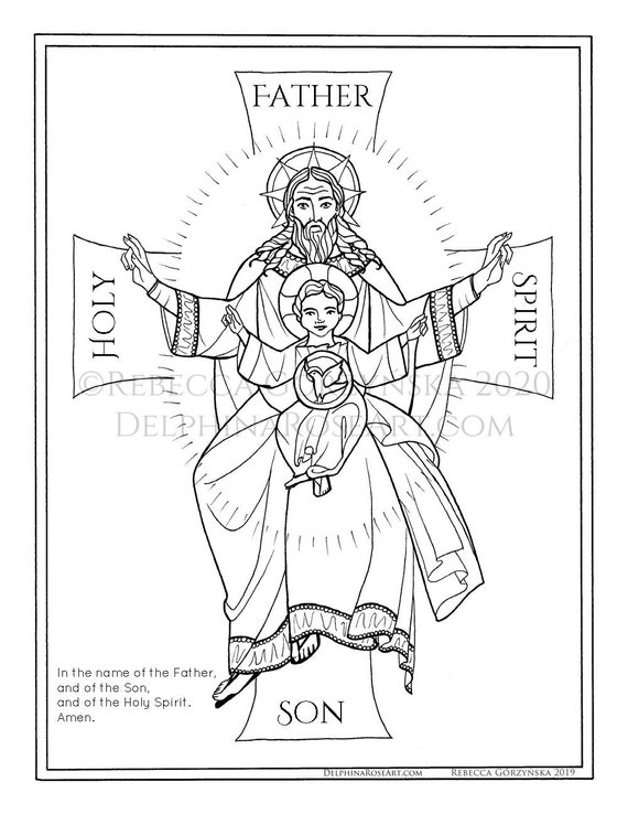 Catholic coloring page sign of the cross holy trinity pdf coloring pages multilingual