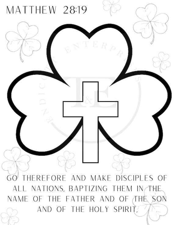 St patricks day christian activity coloring pages two father son holy spirit clover shamrock digital download printable