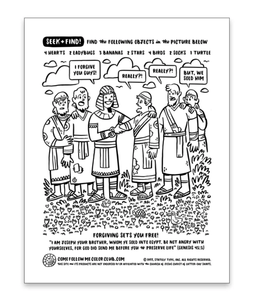 Download free printable coloring page for primary e follow me old testament lesson march â âgod meant it unto goodâ genesis â â latter