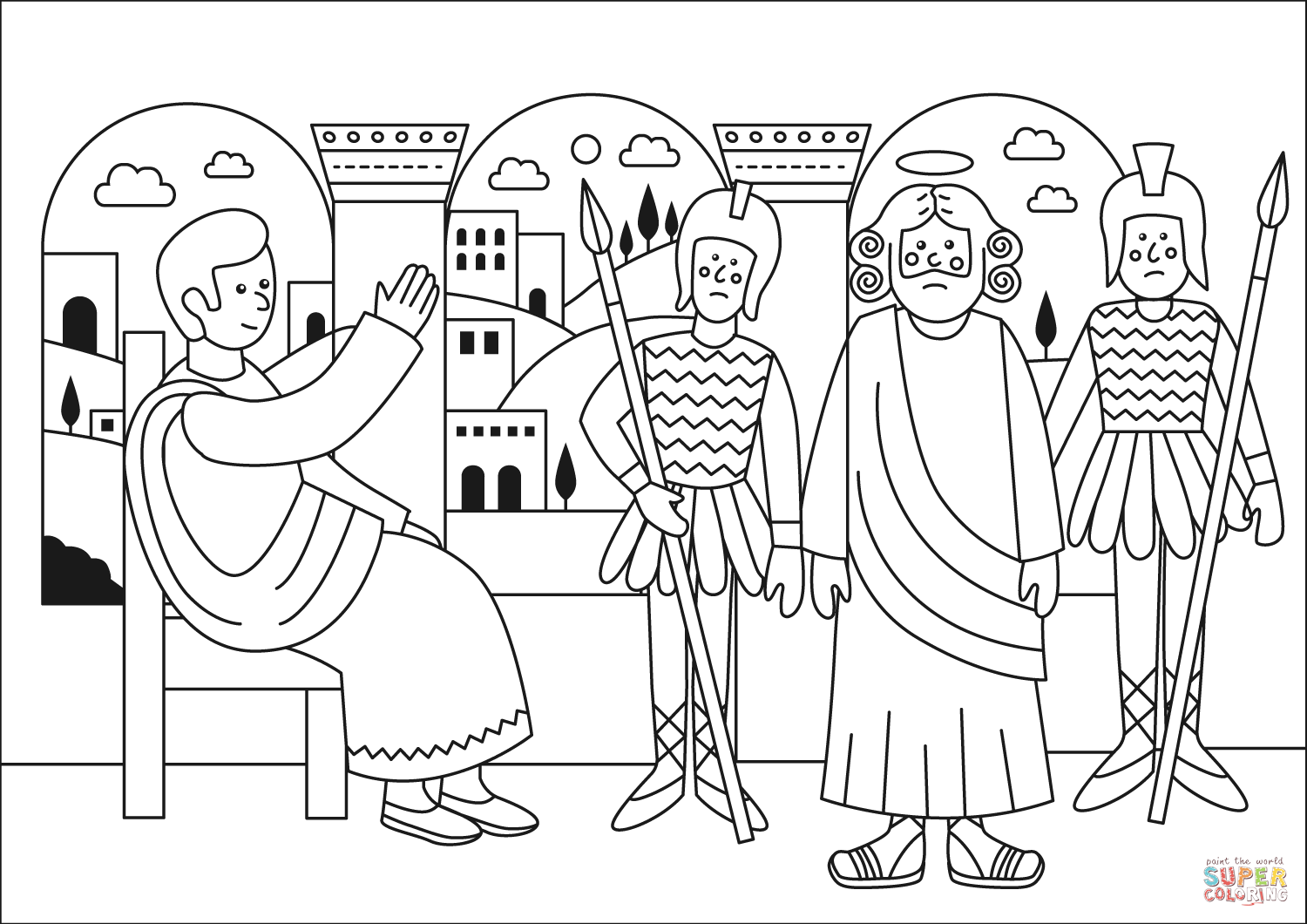 Final trial before pilate coloring page free printable coloring pages