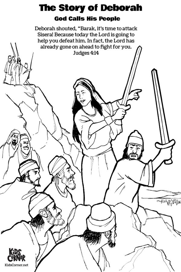 Story of deborah bible coloring page bible coloring pages bible for kids sunday school coloring pages