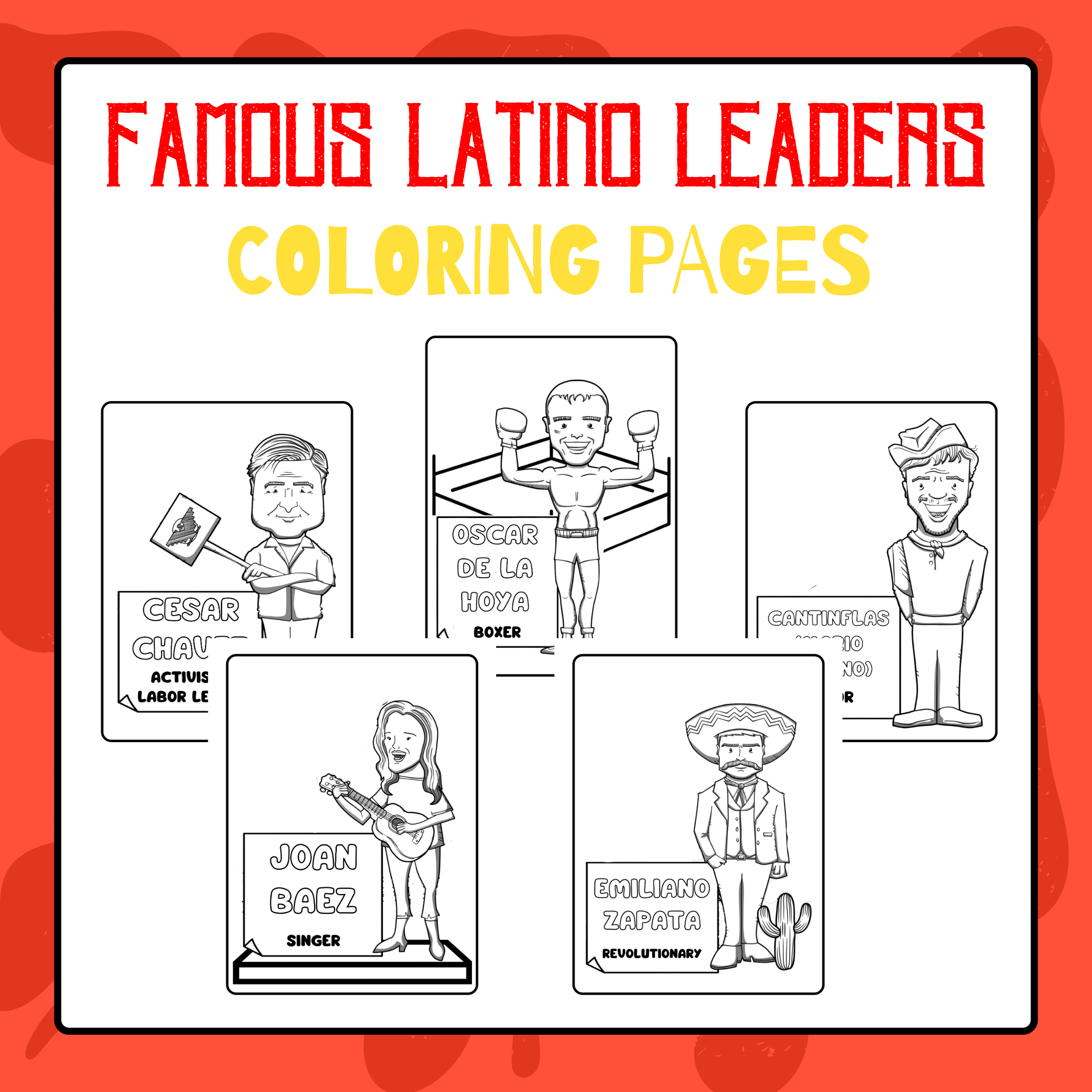 Famous latino leaders coloring pages hispanic heritage month activities made by teachers