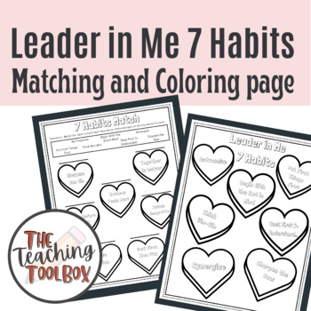 Leader in me habits matching and coloring page by kayse salazar