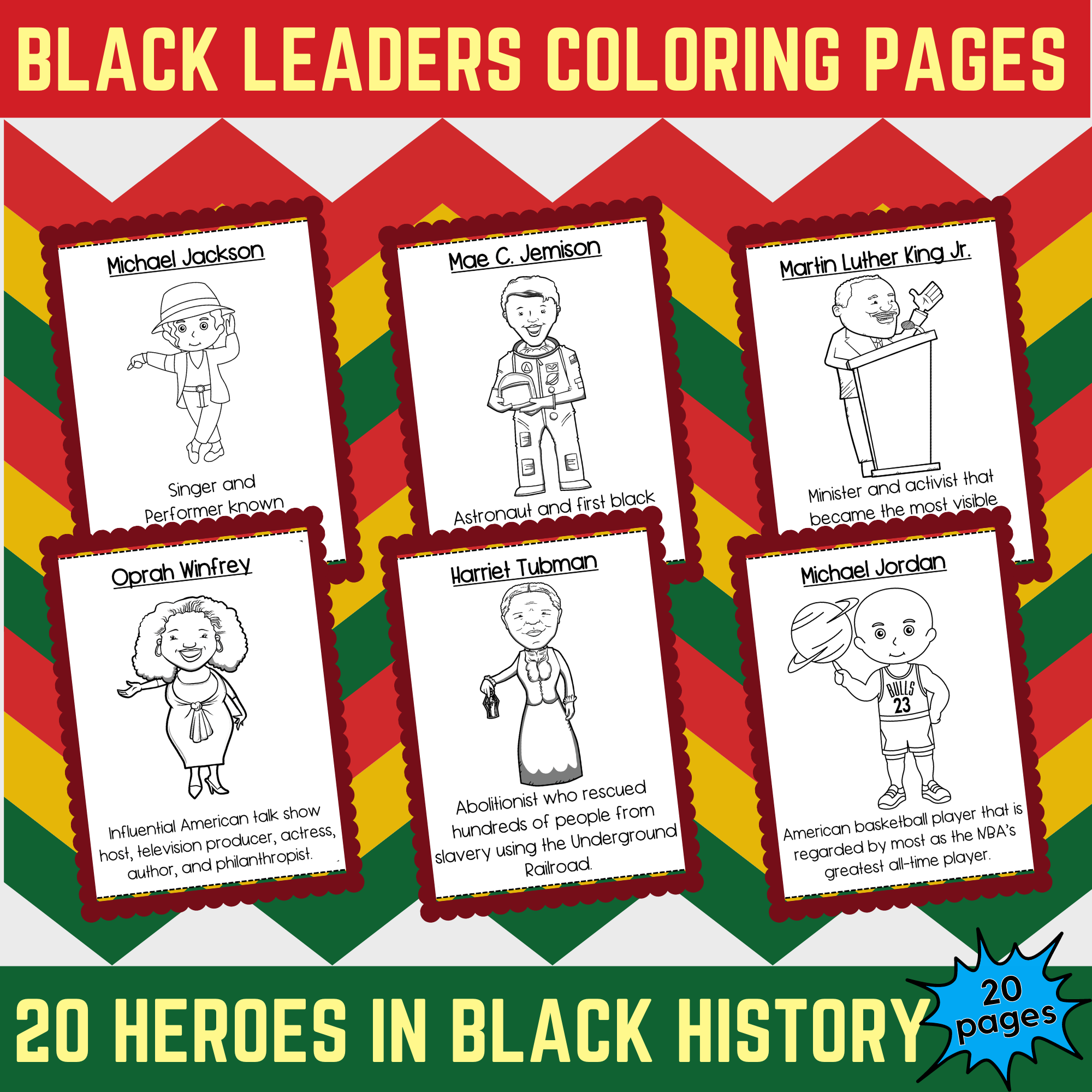 Black history heroes coloring pages important black history figures coloring sheets made by teachers