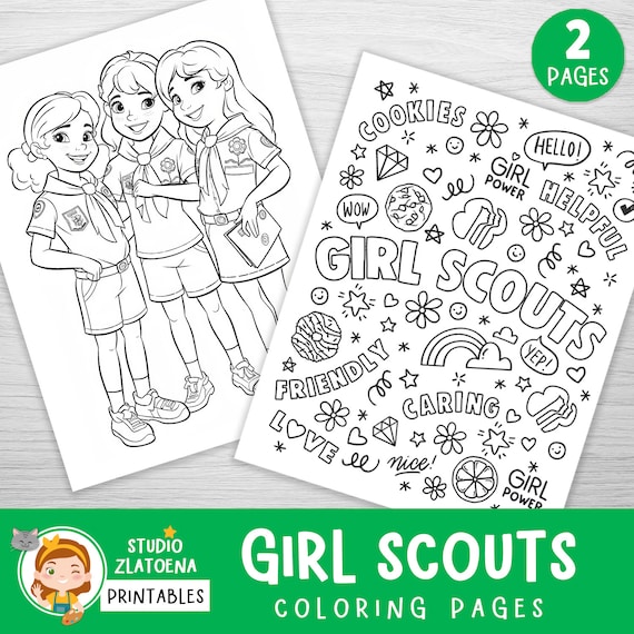 Girl scouts coloring pages girl scout coloring book cute scout coloring pages girl scout leader fun printables girl scout activity instant download