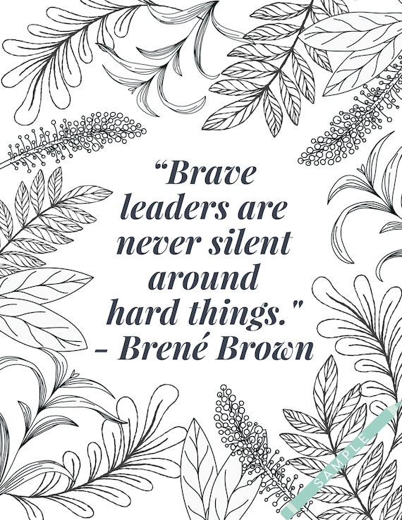 Colouring page brenã brown being brave leadership personal growth printable pdf