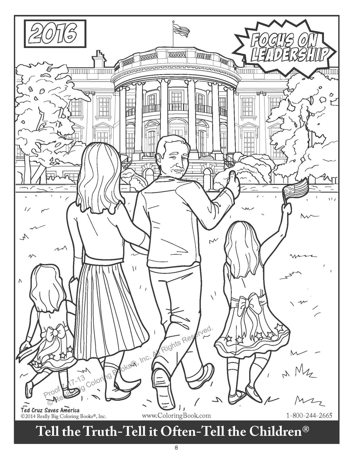 This coloring book features ted cruz fighting a giant snake named obamacare