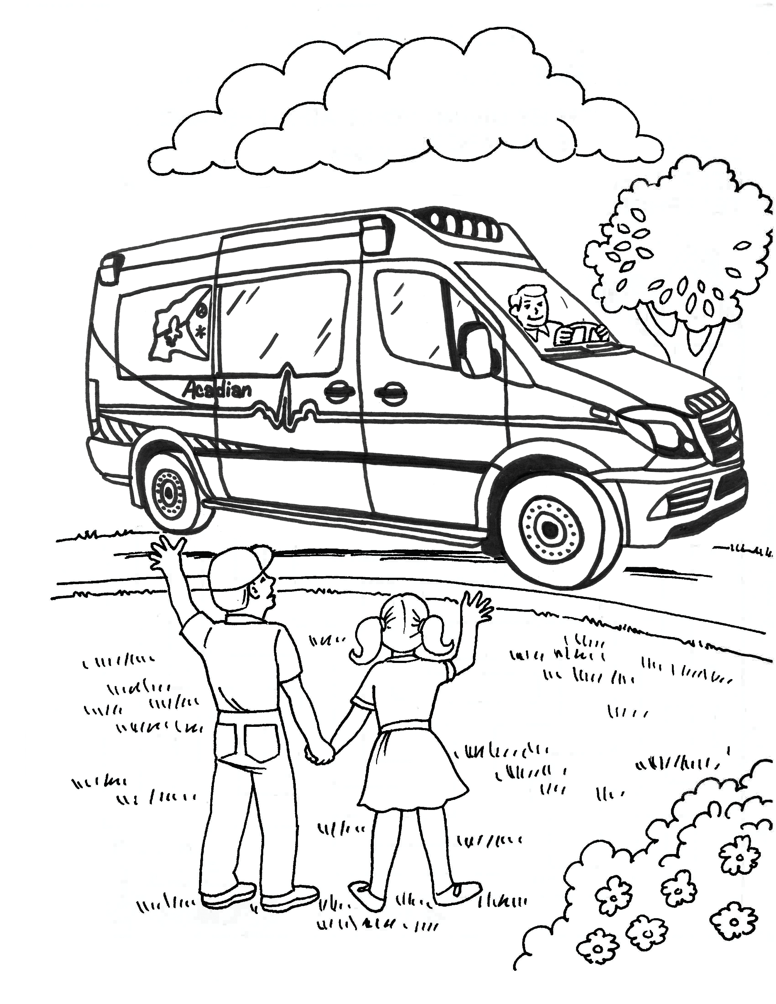 Coloring and activity sheets acadian ambulance service