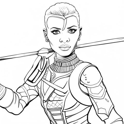 Danai guriras okoye a beacon of empowerment and resilience for young black girls exemplifying leadership and might in the marvel universe coloring page fan art rics