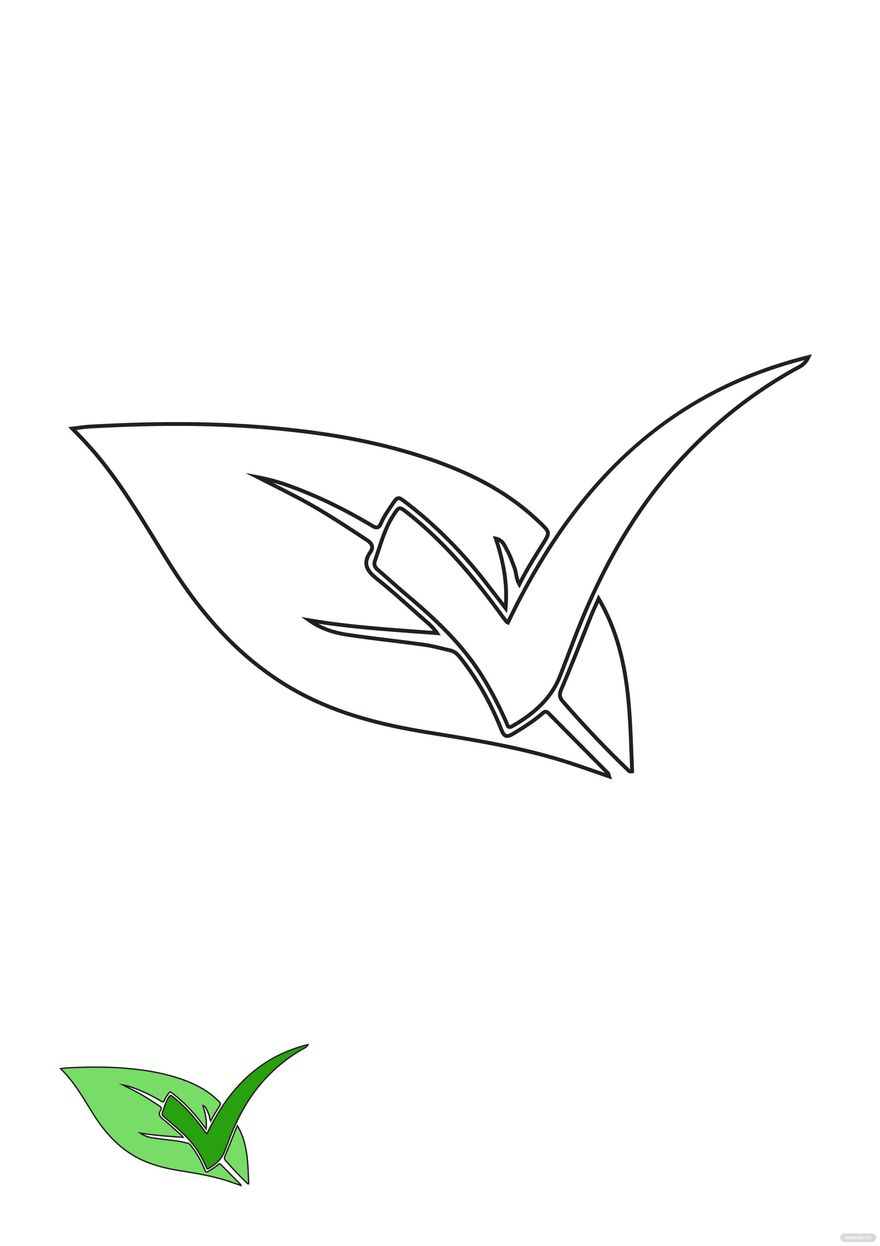 Free leaf tick mark coloring page