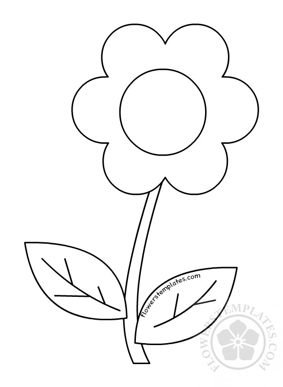 Flower with stem and leaf coloring page