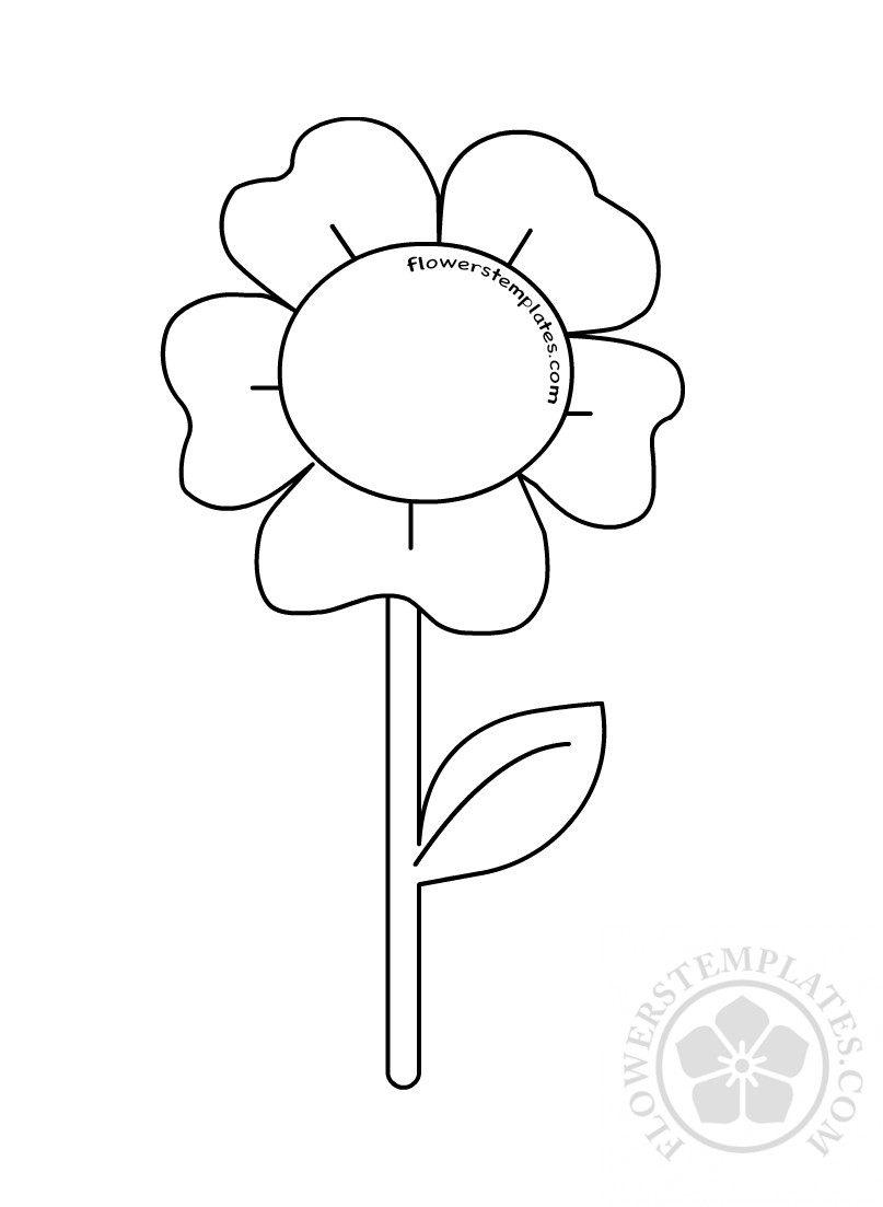 Flower stem leaves nature coloring page