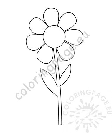 Daisy stem flower leaves template coloring page