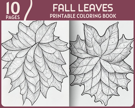 Fall leaves coloring pages natural leaf theme printable coloring book realistic leaves