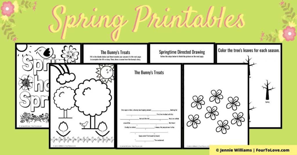 Free kids activity and coloring pages for spring