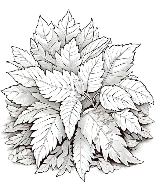 Premium ai image coloring page for kids a pile of leaves