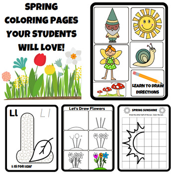 Spring coloring bingo dot marker pages learn to draw directed drawings