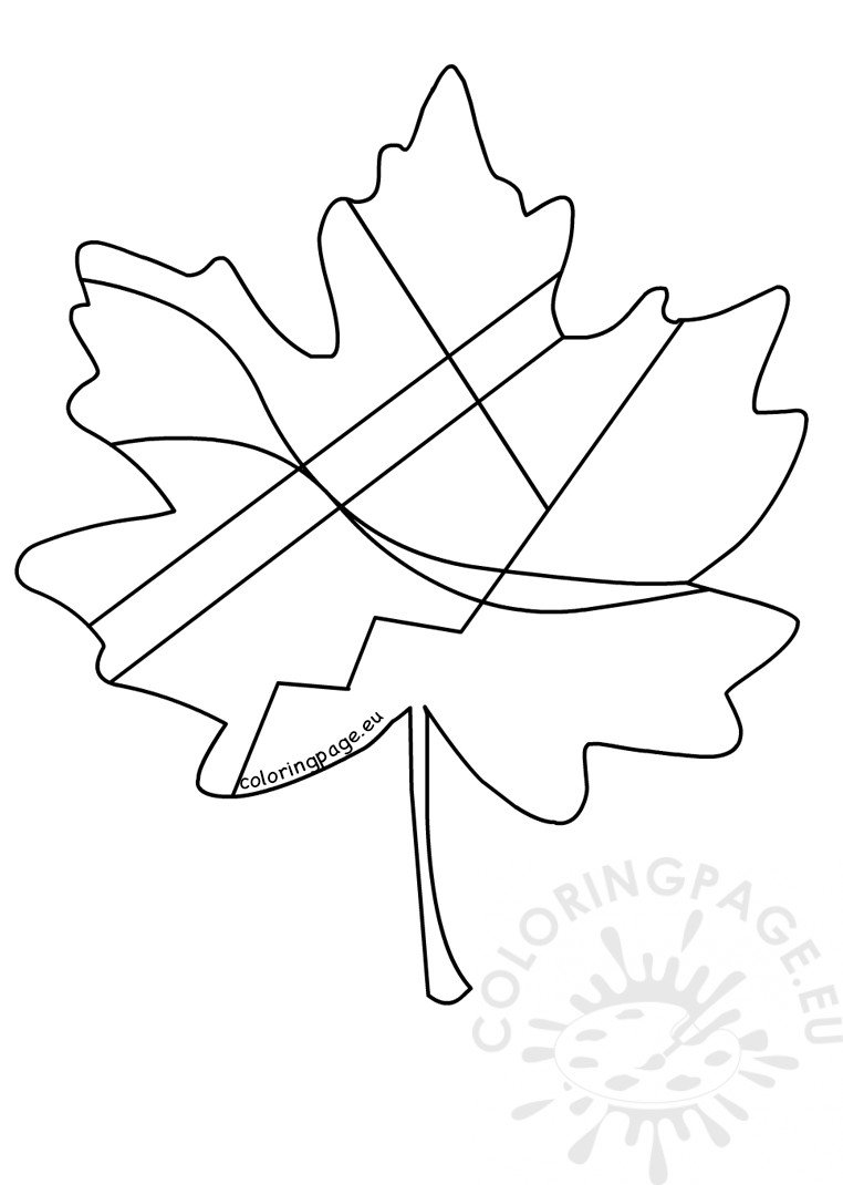 Maple leaf with abstract drawing coloring page