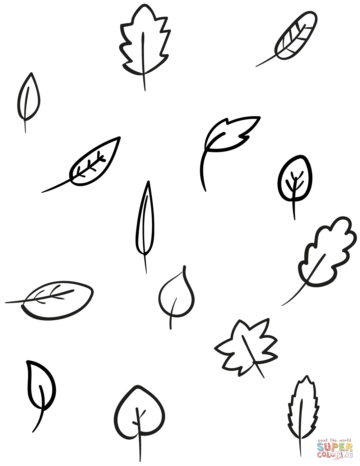 Leaves coloring page free printable coloring pages
