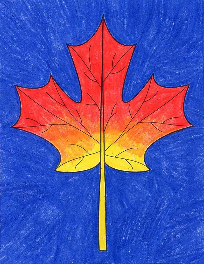 Easy how to draw a maple leaf tutorial and leaf coloring page