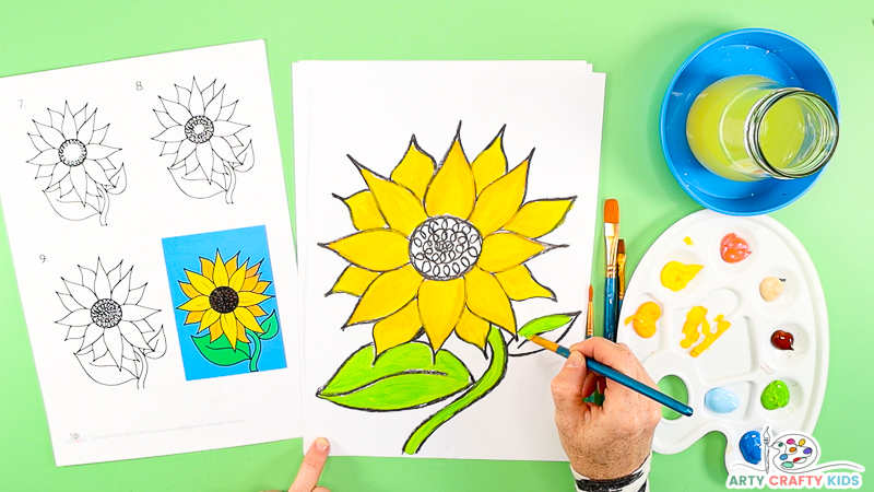How to draw a sunflower easy step