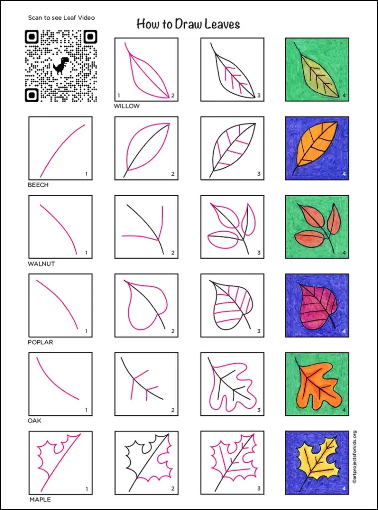 Easy how to draw a leaf tutorials with leaf drawing video coloring page