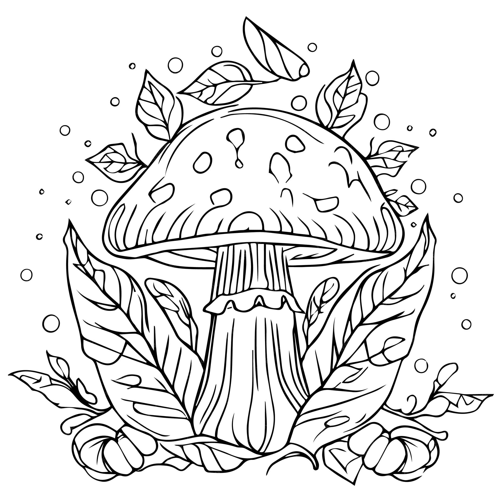 Premium vector set of handdrawing autumn leaf and mushroom coloring pages hello fall coloring pages drawing