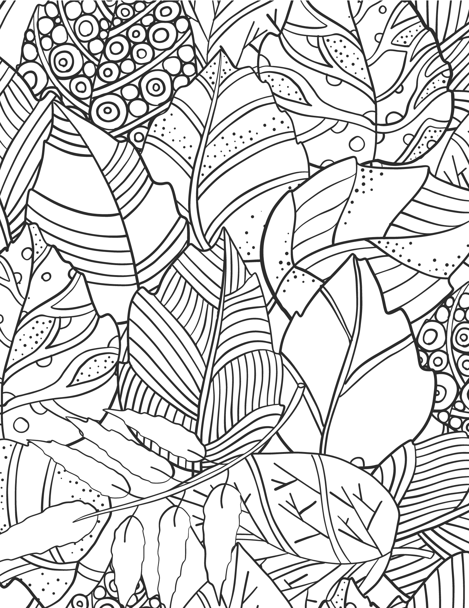 Fun fall leaves coloring pages for kids and adults