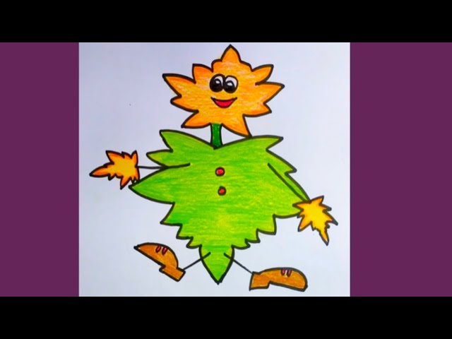 How to draw a cute leaf man easy leaf man drawing for beginners step by step leaf drawing