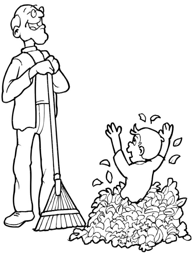 Autumn leaves coloring page grandpa grandson with leaves coloring pages coloring pictures leaf coloring page