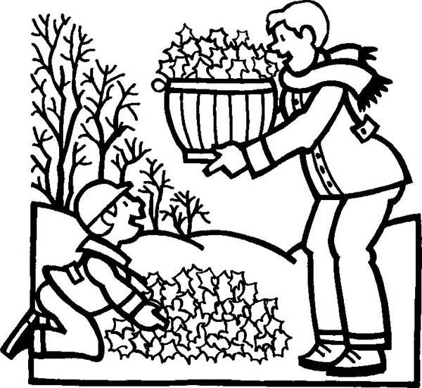 Father and son collecting autumn leaf coloring page fall coloring sheets leaf coloring page fall coloring pages