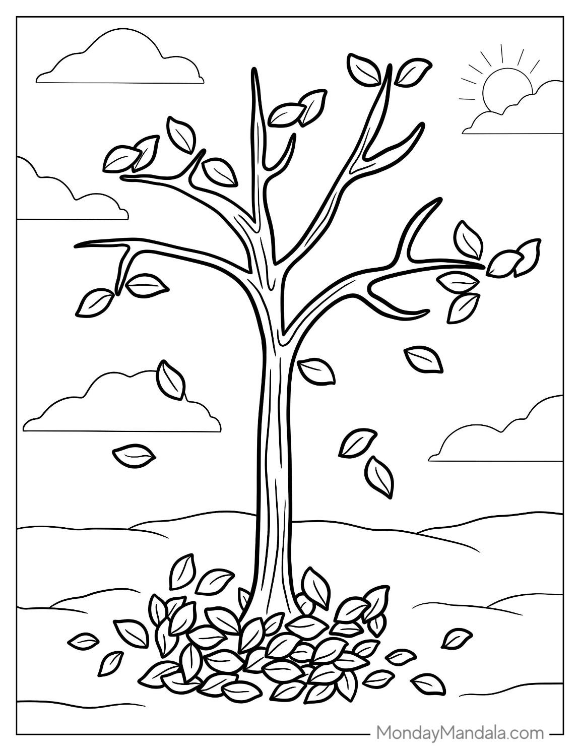 Autumn fall coloring pages free pdf printables