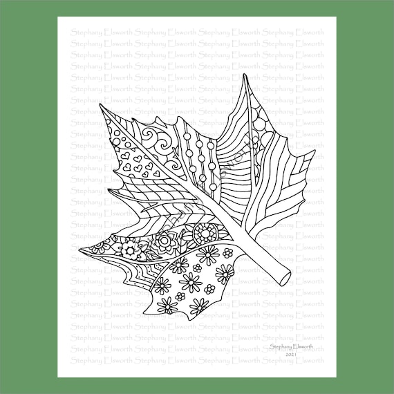 Fall leaf x printable instant download coloring page