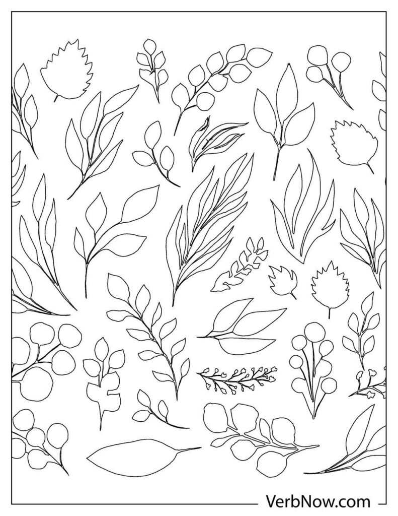 Free leaves coloring pages book for download printable pdf