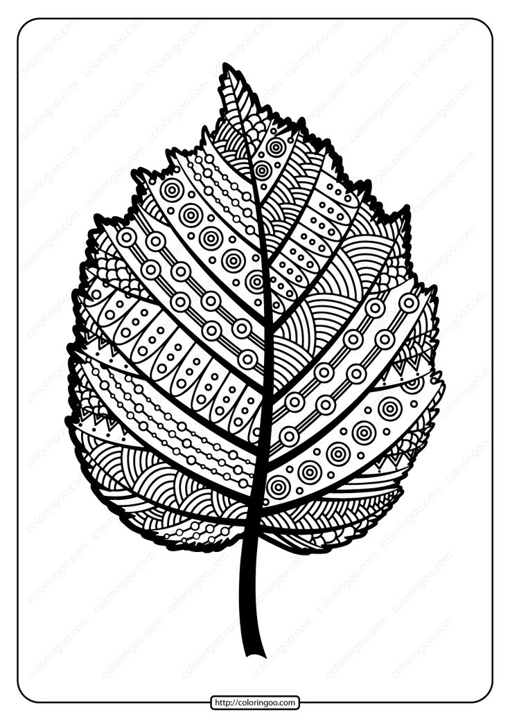 Zentangle hazel leaf pdf coloring page arbre illustration zentangle coloriage