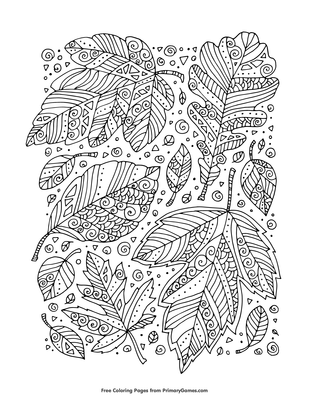 Zentangle leaves coloring page â free printable pdf from