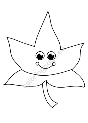 Cute leaf cartoon pdf coloring page