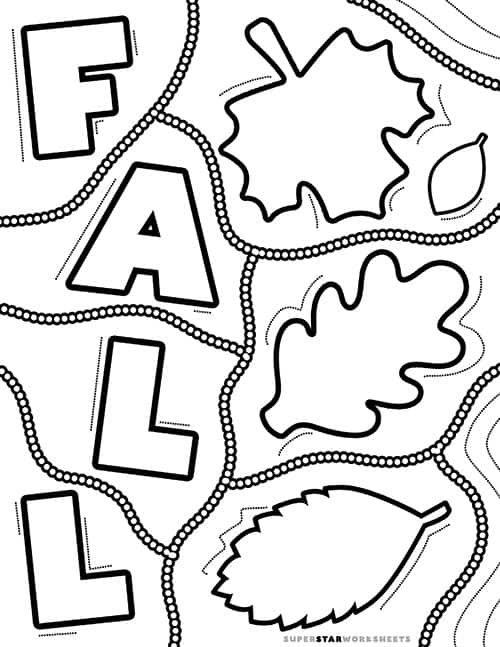 Fall leaf coloring pages