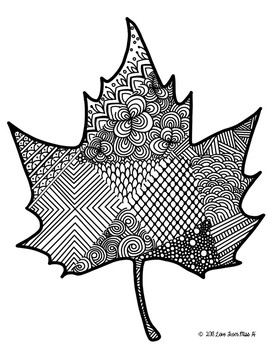 Zentangle coloring page leaf by love from miss h tpt