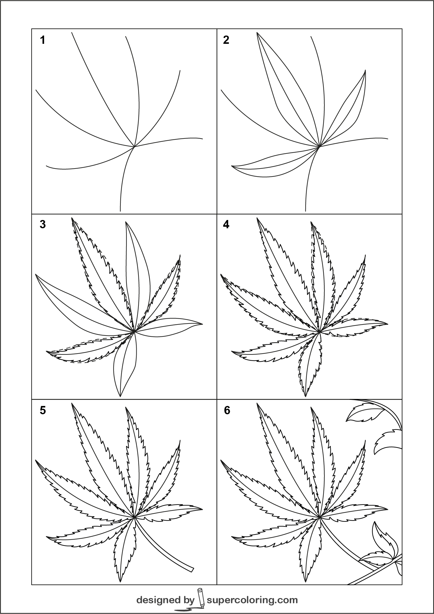 How to draw a marijuanna leaf easy free printable puzzle games