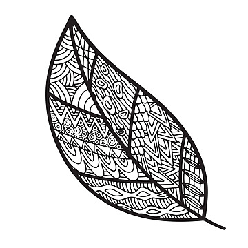 Nature coloring book with zen tangle and doodle leaf vector tattoo spring ornament png and vector with transparent background for free download