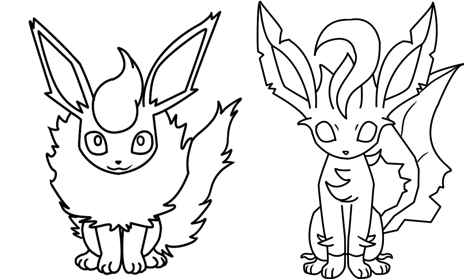 Flareon and leafeon coloring page by bellatrixie